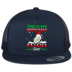 This Is My Christmas Pajama Ice Hockey Santa Hat Xmas Lights Gift Flat Bill Trucker Hat