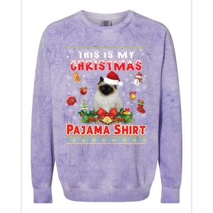 This Is My Christmas Pajama Gift Bir Cat Ugly Sweater Cool Gift Colorblast Crewneck Sweatshirt