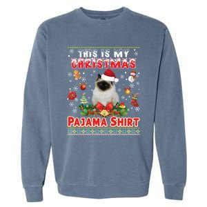 This Is My Christmas Pajama Gift Bir Cat Ugly Sweater Cool Gift Garment-Dyed Sweatshirt