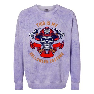 This Is My Halloween Costume Scary Skeleton Fire Gift Colorblast Crewneck Sweatshirt