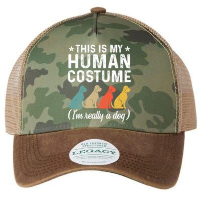 This Is My Human Costume I'm Really A Dog Retro Halloween Legacy Tie Dye Trucker Hat