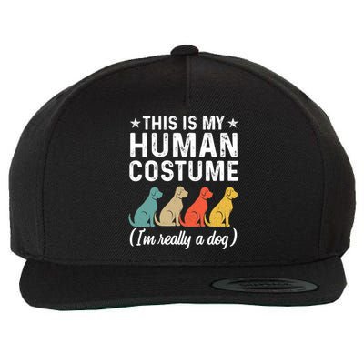 This Is My Human Costume I'm Really A Dog Retro Halloween Wool Snapback Cap