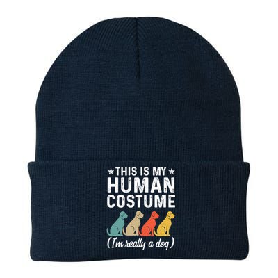 This Is My Human Costume I'm Really A Dog Retro Halloween Knit Cap Winter Beanie