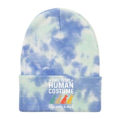 This Is My Human Costume I'm Really A Dog Retro Halloween Tie Dye 12in Knit Beanie