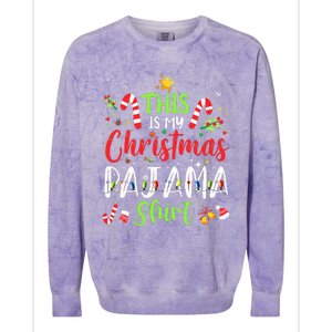 This Is My Christmas Pajama Matching Family Pajamas Colorblast Crewneck Sweatshirt