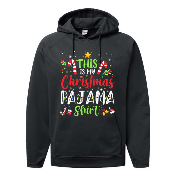 This Is My Christmas Pajama Matching Family Pajamas Performance Fleece Hoodie