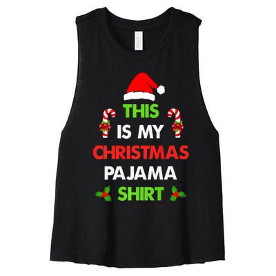 This Is My Christmas Pajama Funny Xmas Pjs Women's Racerback Cropped Tank