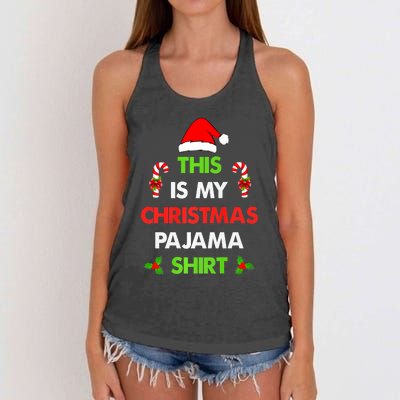 This Is My Christmas Pajama Funny Xmas Pjs Women's Knotted Racerback Tank