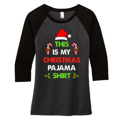 This Is My Christmas Pajama Funny Xmas Pjs Women's Tri-Blend 3/4-Sleeve Raglan Shirt