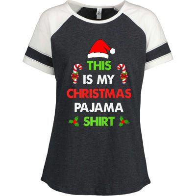 This Is My Christmas Pajama Funny Xmas Pjs Enza Ladies Jersey Colorblock Tee