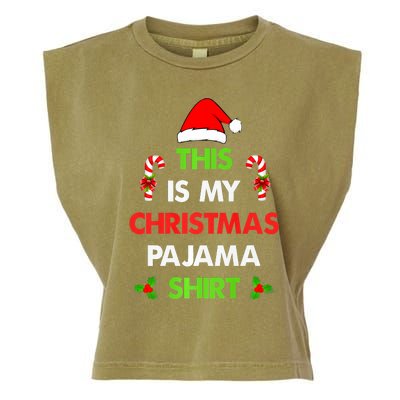 This Is My Christmas Pajama Funny Xmas Pjs Garment-Dyed Women's Muscle Tee