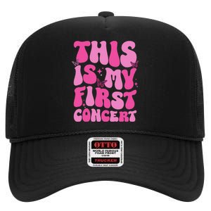 This Is My First Concert Music Event Retro Groovy High Crown Mesh Back Trucker Hat