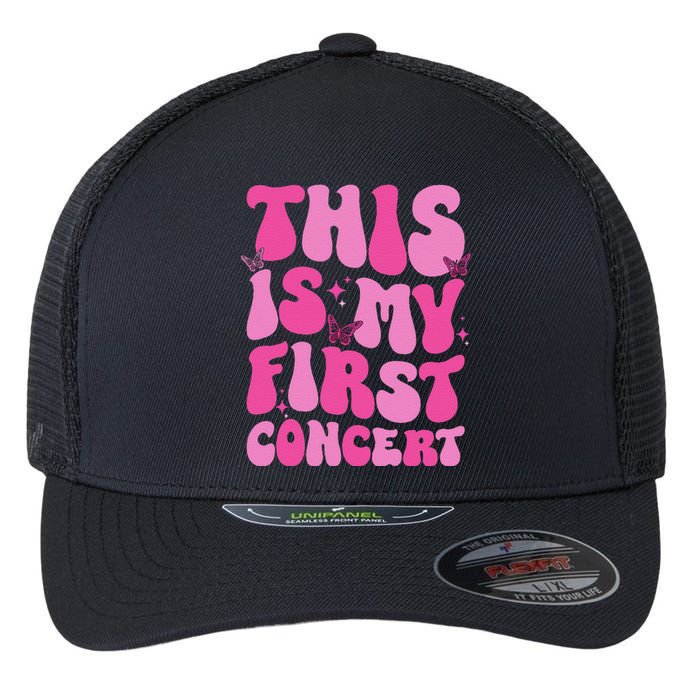 This Is My First Concert Music Event Retro Groovy Flexfit Unipanel Trucker Cap