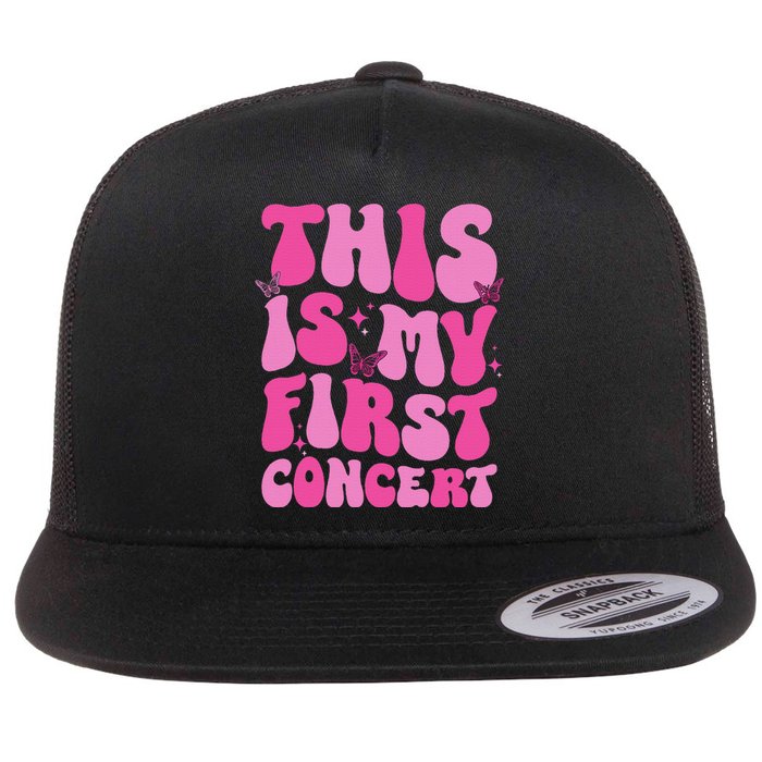 This Is My First Concert Music Event Retro Groovy Flat Bill Trucker Hat