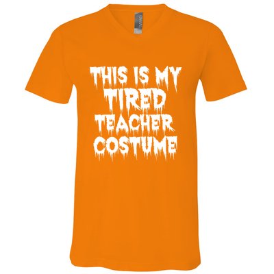 This Is My Tired Teacher Costume Halloween Educator V-Neck T-Shirt