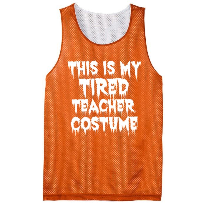 This Is My Tired Teacher Costume Halloween Educator Mesh Reversible Basketball Jersey Tank