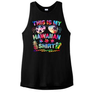 This Is My Hawaiian Shirt Tie Dye Sunglasses Ladies PosiCharge Tri-Blend Wicking Tank