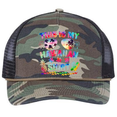 This Is My Hawaiian Shirt Tie Dye Sunglasses Retro Rope Trucker Hat Cap