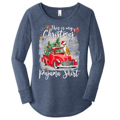 This Is My Christmas Pajama Gift Boxer Dog Xmas Gift Women's Perfect Tri Tunic Long Sleeve Shirt