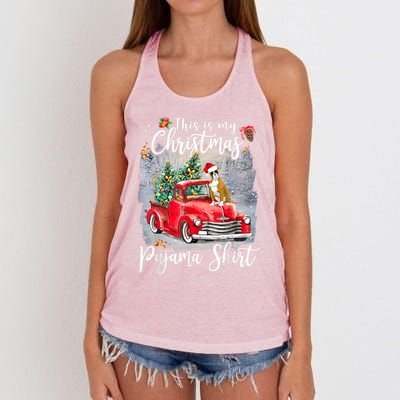 This Is My Christmas Pajama Gift Boxer Dog Xmas Gift Women's Knotted Racerback Tank