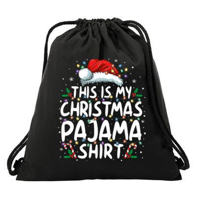 This Is My Christmas Pajama Funny Xmas Pjs Drawstring Bag