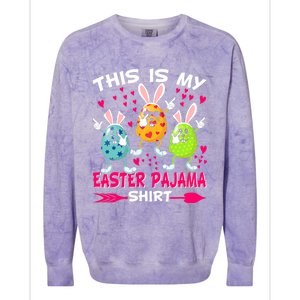 This Is My Easter Pajama Gift Dabbing Bunny Easter Egg Cute Gift Colorblast Crewneck Sweatshirt