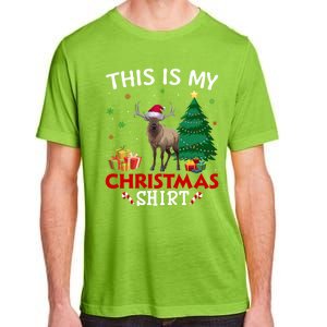 This Is My Elk Santa Hat Christmas Pajama Gift Adult ChromaSoft Performance T-Shirt