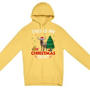 This Is My Elk Santa Hat Christmas Pajama Gift Premium Pullover Hoodie