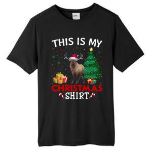 This Is My Elk Santa Hat Christmas Pajama Gift Tall Fusion ChromaSoft Performance T-Shirt