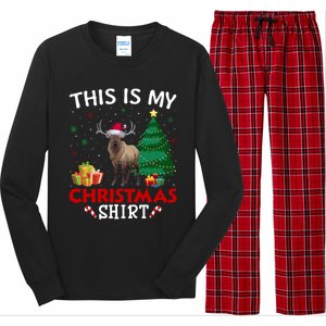 This Is My Elk Santa Hat Christmas Pajama Gift Long Sleeve Pajama Set