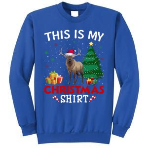 This Is My Elk Santa Hat Christmas Pajama Gift Sweatshirt