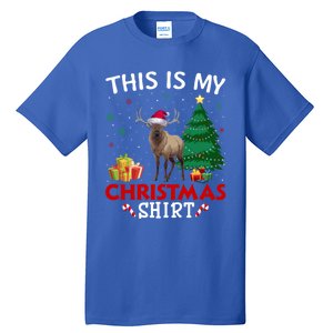 This Is My Elk Santa Hat Christmas Pajama Gift Tall T-Shirt