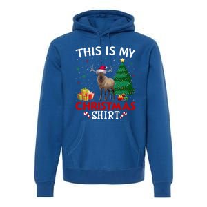 This Is My Elk Santa Hat Christmas Pajama Gift Premium Hoodie