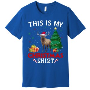 This Is My Elk Santa Hat Christmas Pajama Gift Premium T-Shirt