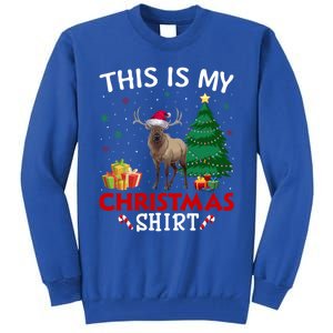 This Is My Elk Santa Hat Christmas Pajama Gift Tall Sweatshirt