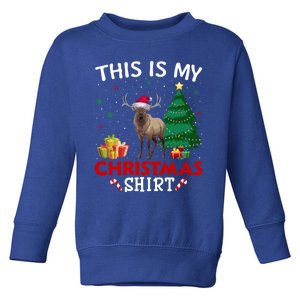 This Is My Elk Santa Hat Christmas Pajama Gift Toddler Sweatshirt