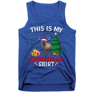 This Is My Elk Santa Hat Christmas Pajama Gift Tank Top