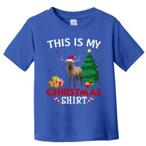 This Is My Elk Santa Hat Christmas Pajama Gift Toddler T-Shirt