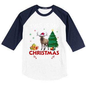 This Is My Elk Santa Hat Christmas Pajama Gift Baseball Sleeve Shirt