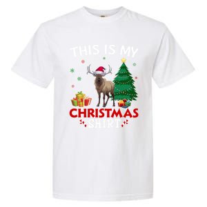 This Is My Elk Santa Hat Christmas Pajama Gift Garment-Dyed Heavyweight T-Shirt