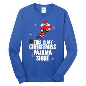 This Is My Christmas Pajama Gift Funny Ice Hockey Santa Gift Tall Long Sleeve T-Shirt