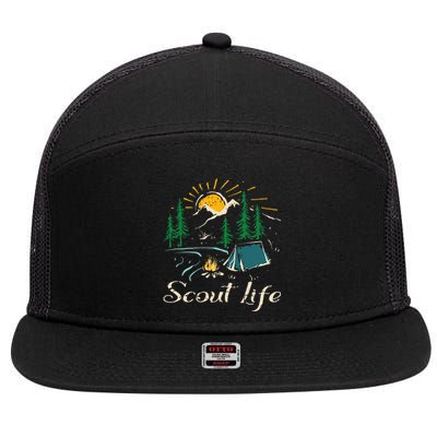 This Is My Camping Happy Camper Scout Life 7 Panel Mesh Trucker Snapback Hat