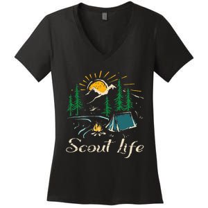 This Is My Camping Happy Camper Scout Life Women's V-Neck T-Shirt