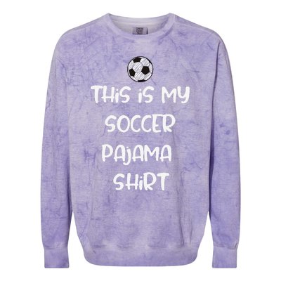 This Is My Soccer Pajama For Players Teens Colorblast Crewneck Sweatshirt