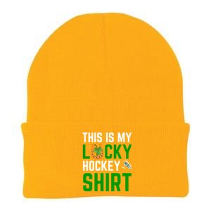 This Is My Lucky Hockey Gift Sport Game St Patrick's Day Funny Gift Knit Cap Winter Beanie