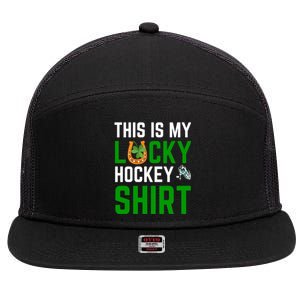 This Is My Lucky Hockey Gift Sport Game St Patrick's Day Funny Gift 7 Panel Mesh Trucker Snapback Hat