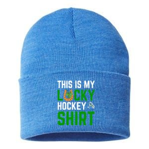 This Is My Lucky Hockey Gift Sport Game St Patrick's Day Funny Gift Sustainable Knit Beanie