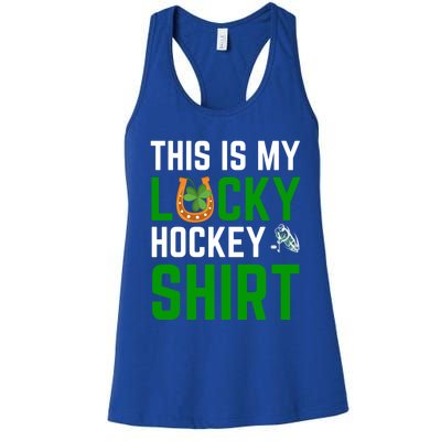 This Is My Lucky Hockey Gift Sport Game St Patrick's Day Funny Gift Women's Racerback Tank