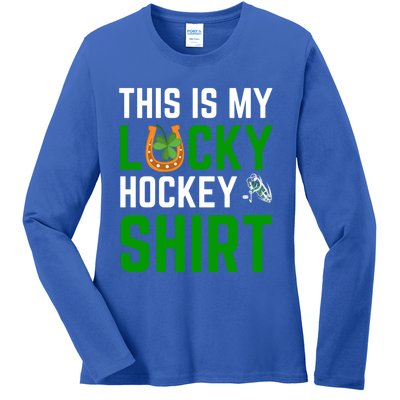 This Is My Lucky Hockey Gift Sport Game St Patrick's Day Funny Gift Ladies Long Sleeve Shirt