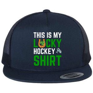 This Is My Lucky Hockey Gift Sport Game St Patrick's Day Funny Gift Flat Bill Trucker Hat